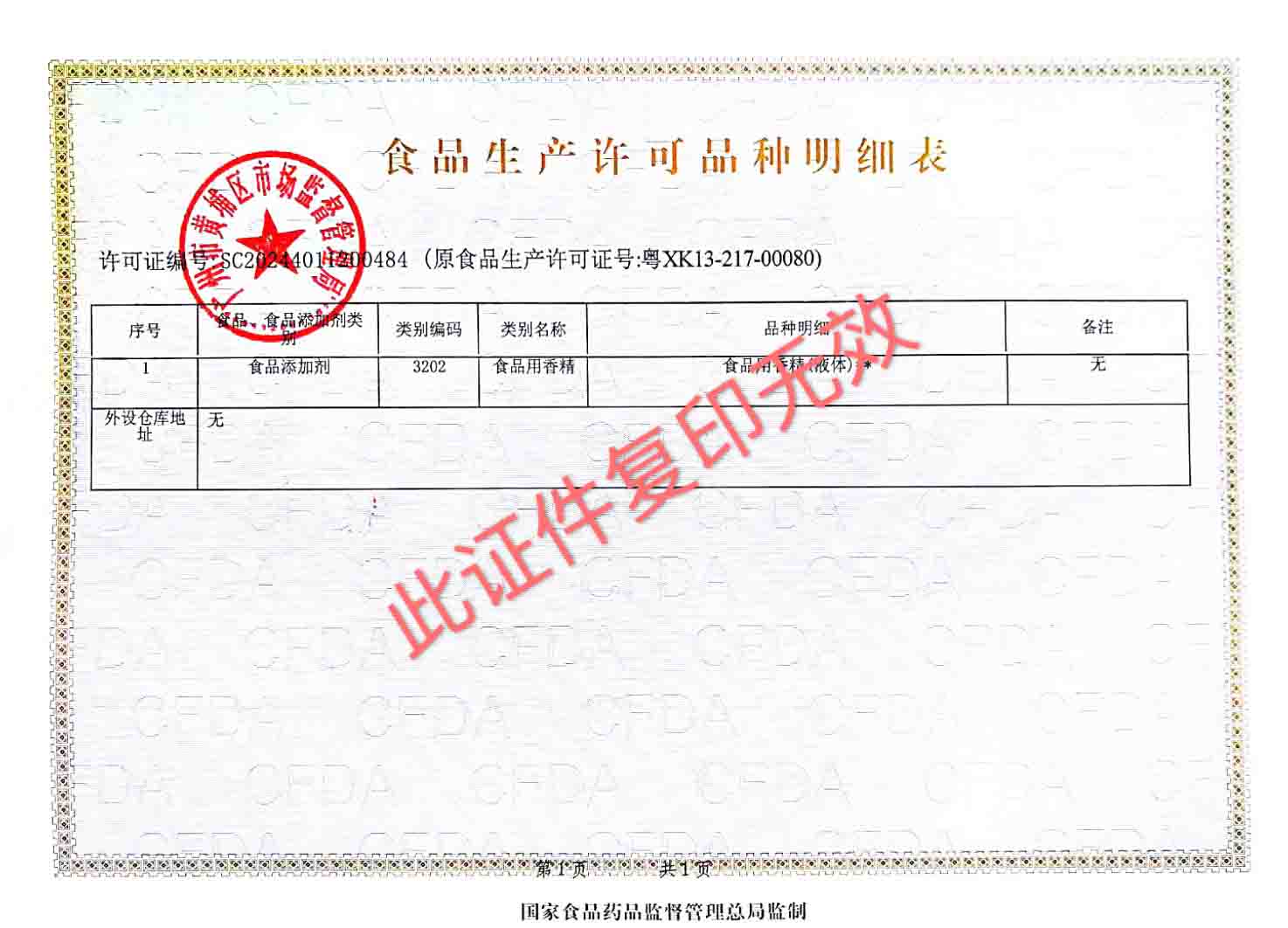 生產(chǎn)許可證副本